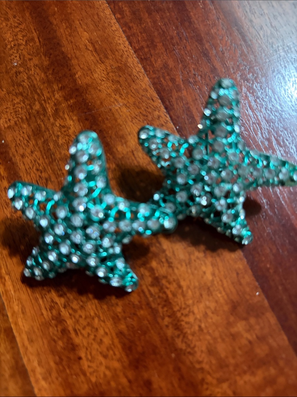 Zara Teal Rhinestone Starfish earrings